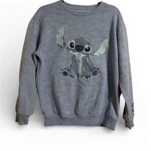 Disney Stitch Crew Neck Embroidered Sweatshirt Blue - Size M